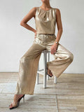 Round Neck Sleeveless Top and Pants Set - Trendsi - Flyclothing LLC