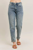 Judy Blue Full Size Hw Vintage Wash Double Roll Cuff Bf Jeans Plus Size - Trendsi - Flyclothing LLC