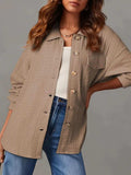 Textured Button Up Long Sleeve Shacket - Trendsi - Flyclothing LLC