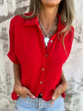 Full Size Collared Neck Half Sleeve Shirt Plus Size - Trendsi - Flyclothing LLC