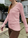 Cable Knit V-Neck Sweater - Trendsi - Flyclothing LLC