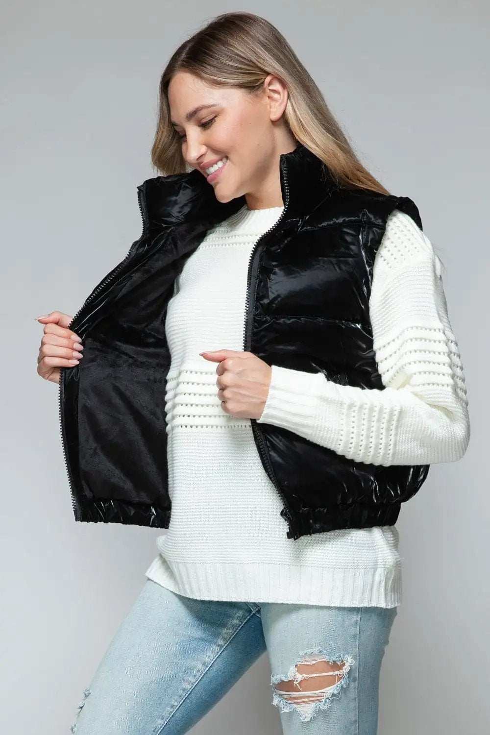 Snobbish Fine Fur Lining Quilted Vest - Trendsi - Flyclothing LLC