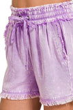 Zenana Mineral Frayed Hem Washed Shorts - Trendsi - Flyclothing LLC