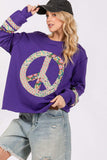 SAGE+FIG Peace Applique Patch Long Sleeve Top - Trendsi - Flyclothing LLC