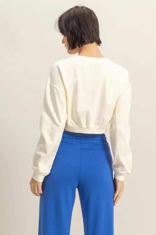HYFVE Crew Neck Long Sleeve Crop Sweatshirt - Trendsi - Flyclothing LLC
