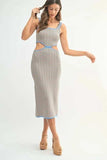 MABLE Multi Color Chevron Knit Bodycon Midi Dress - Trendsi - Flyclothing LLC