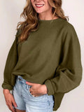 Ribbed Knit Oversized Sweatshirt - Trendsi - Flyclothing LLC