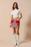 SO ME Contrast Bow Knot Pocket Fourth Of July Denim Skirt - Trendsi - Flyclothing LLC