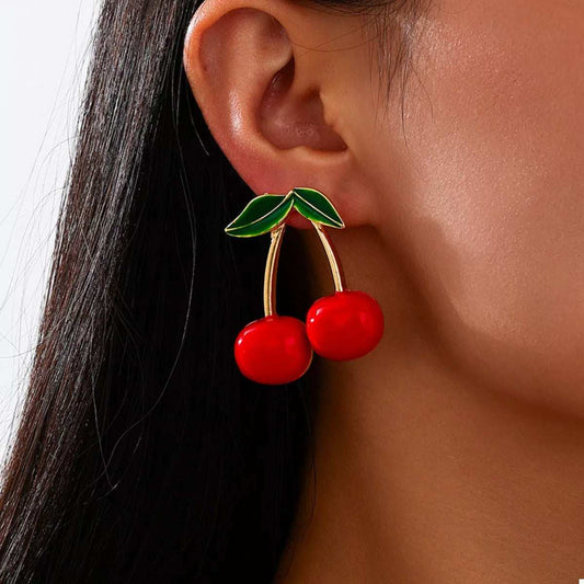 18K Gold-Plated Cherry Earrings - Trendsi - Flyclothing LLC