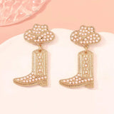 Rhinestone Cowboy Boot Dangle Earrings - Trendsi - Flyclothing LLC