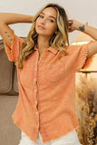 BiBi Mineral Washed Buttoned Up Shirt Top - Trendsi - Flyclothing LLC