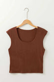 Round Neck Slim Cap Sleeve Top - Trendsi - Flyclothing LLC