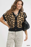 Umgee Leopard Button Down Short Sleeve Cardigan - Trendsi - Flyclothing LLC