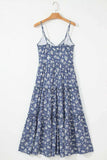 Floral Spaghetti Strap Frilled V Neck Tiered Midi Dress - Trendsi - Flyclothing LLC