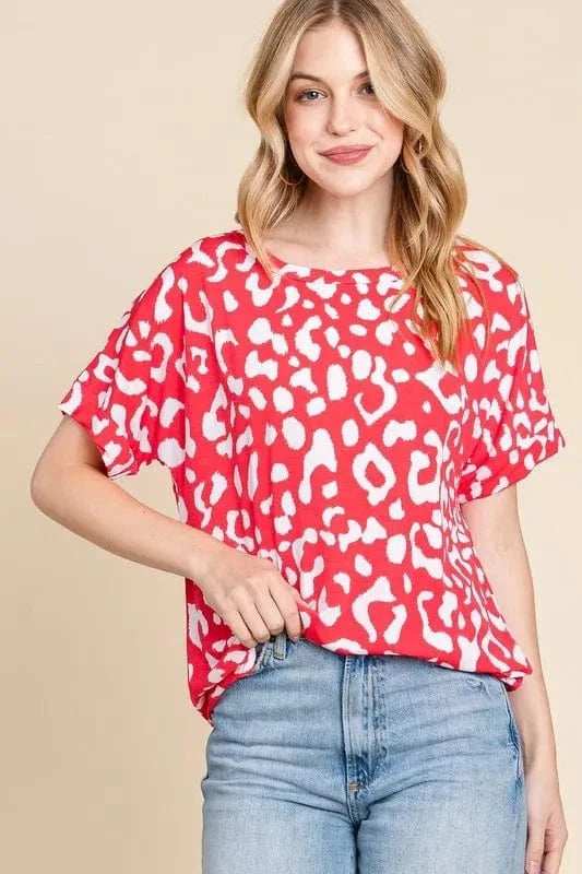 BOMBOM Animal Print Stretchy T-Shirt - Trendsi - Flyclothing LLC