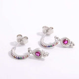 925 Sterling Silver Inlaid Zircon Earrings - Trendsi - Flyclothing LLC