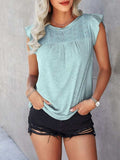 Ruffled Round Neck Cap Sleeve T-Shirt - Trendsi - Flyclothing LLC