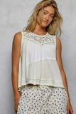 POL Round Neck Sleeveless Top with Crochet Contrast - Trendsi - Flyclothing LLC