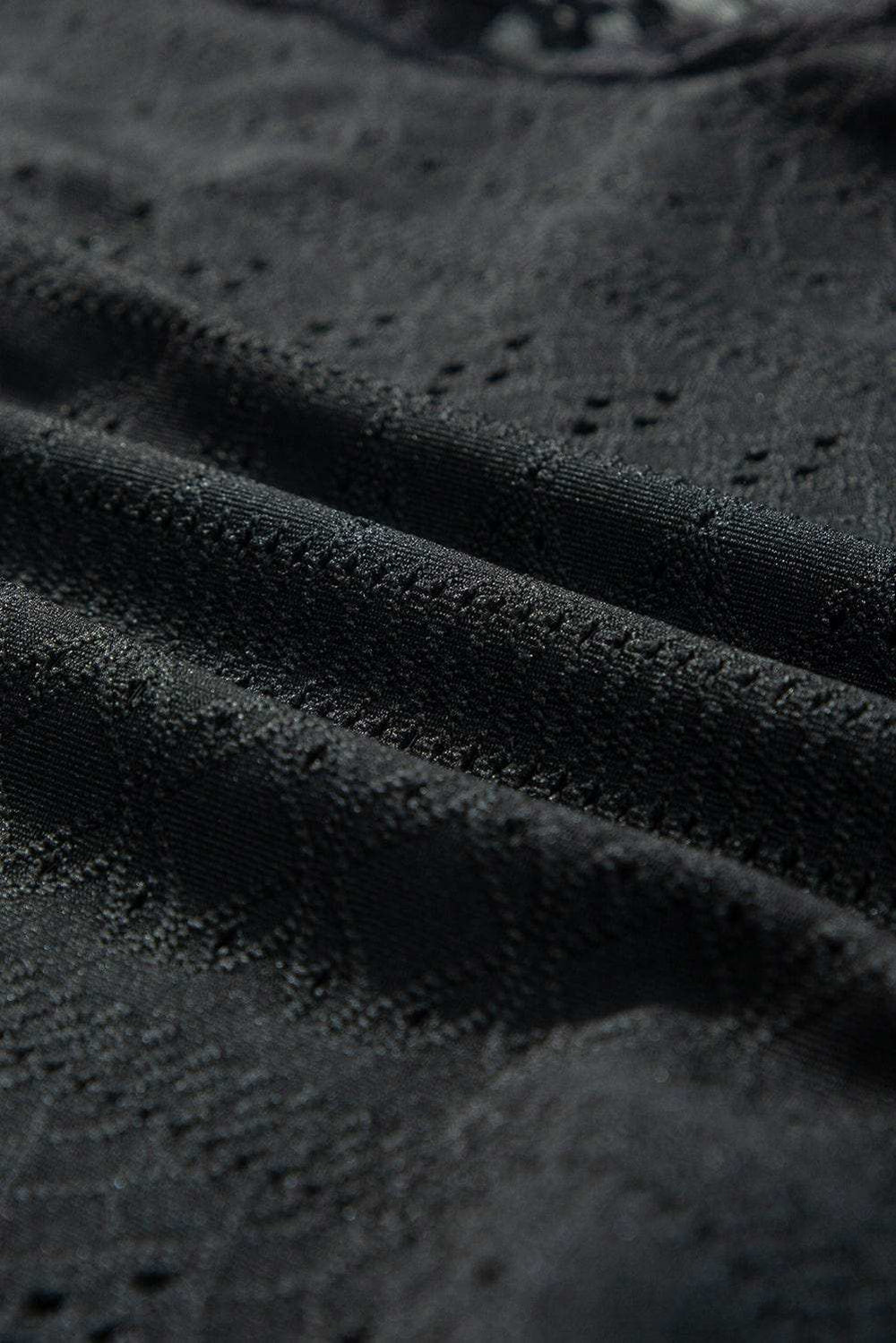 Eyelet Lace Long Sleeve Bodysuit - Trendsi - Flyclothing LLC