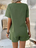 Devine Tied V-Neck Short Sleeve Top and Shorts Set - Trendsi - Flyclothing LLC