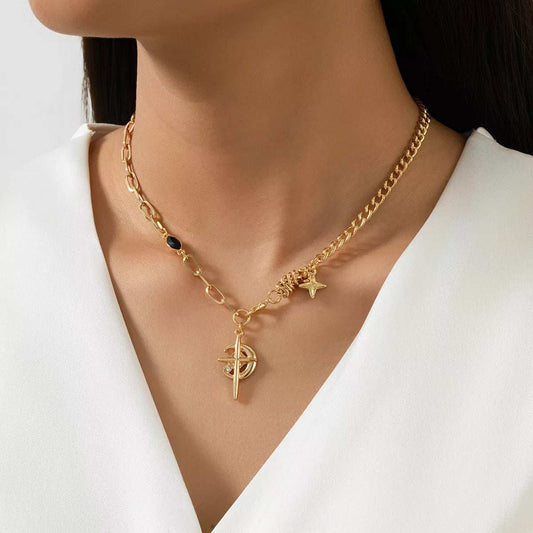 18K Gold-Plated Cross Pendant Necklace - Trendsi - Flyclothing LLC