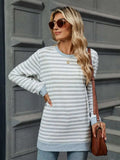 Striped Round Neck Long Sleeve T-Shirt - Trendsi - Flyclothing LLC