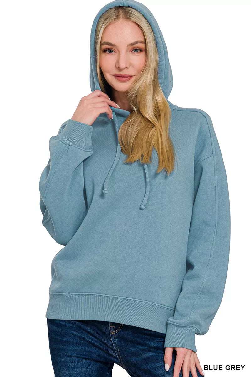 Zenana Drawstring Relaxed Fit Fleece Hoodie - Trendsi - Flyclothing LLC