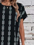 Printed Round Neck Short Sleeve Dress - Trendsi - Flyclothing LLC