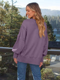 Slit Round Neck Long Sleeve Sweatshirt - Trendsi - Flyclothing LLC