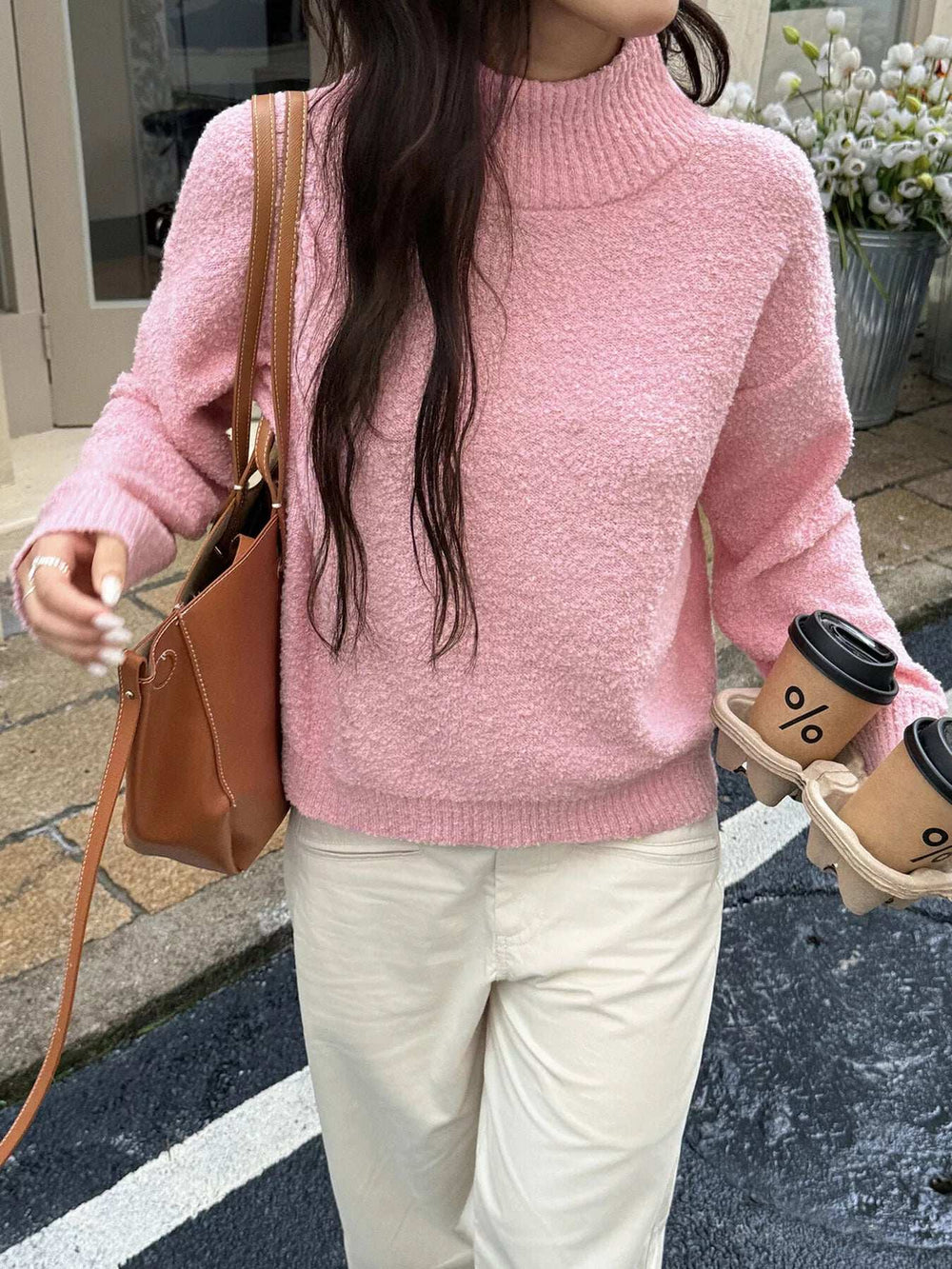 Turtleneck Long Sleeve Sweater - Trendsi - Flyclothing LLC