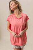 BiBi French Terry Drop Shoulder Basic Top - Trendsi - Flyclothing LLC
