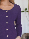 Button Up Round Neck Long Sleeve Cardigan - Trendsi - Flyclothing LLC