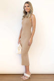Slit Ribbed Round Neck Sleeveless Dress - Trendsi - Flyclothing LLC