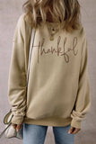 THANKFUL Round Neck Long Sleeve Sweatshirt - Trendsi - Flyclothing LLC