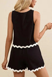 Ricrac Trim Tank Top and Elastic Waist Shorts Set - Trendsi - Flyclothing LLC