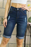 ADORA Distressed Denim Shorts with Pockets - Trendsi - Flyclothing LLC