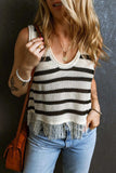 Fringe Striped Scoop Neck Tank - Trendsi - Flyclothing LLC