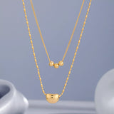 18K Gold-Plated Double Layered Necklace - Trendsi - Flyclothing LLC