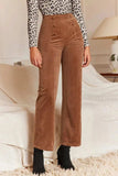 Decorative Button Straight Leg Pants - Trendsi - Flyclothing LLC