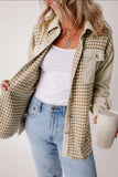Houndstooth Button Up Long Sleeve Jacket - Trendsi - Flyclothing LLC