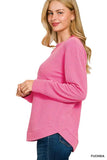 Zenana Full Size Raised Rib Round Neck Long Sleeve Top Plus Size - Trendsi - Flyclothing LLC