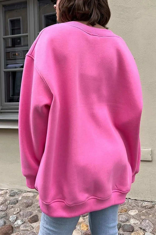 Oversize Round Neck Dropped Shoulder Sweatshirt - Trendsi - Flyclothing LLC