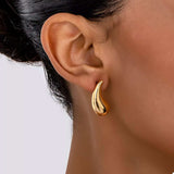 Curved Teardrop Stud Earrings - Trendsi - Flyclothing LLC