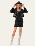 Embroidered Open Front Cardigan and Cami Dress Set - Trendsi - Flyclothing LLC
