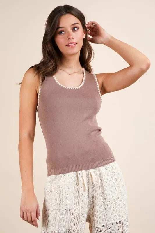 VERY J Blanket Style Sleeveless Knit Tank - Trendsi - Flyclothing LLC
