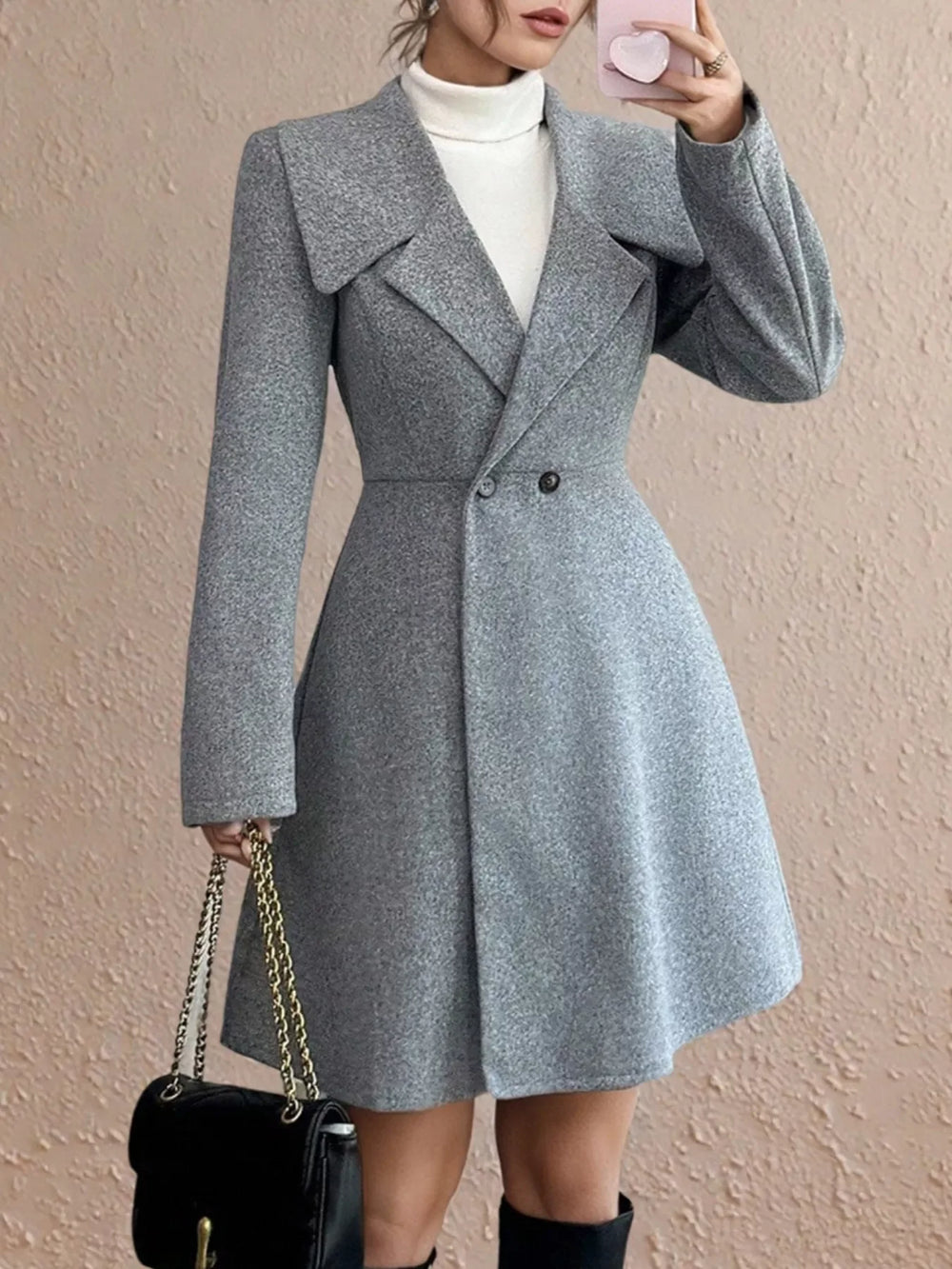 Double-Breasted Wool Blend Coat - Trendsi - Flyclothing LLC