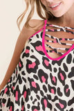 BiBi Leopard Print Caged Neck Knit Camisole - Trendsi - Flyclothing LLC
