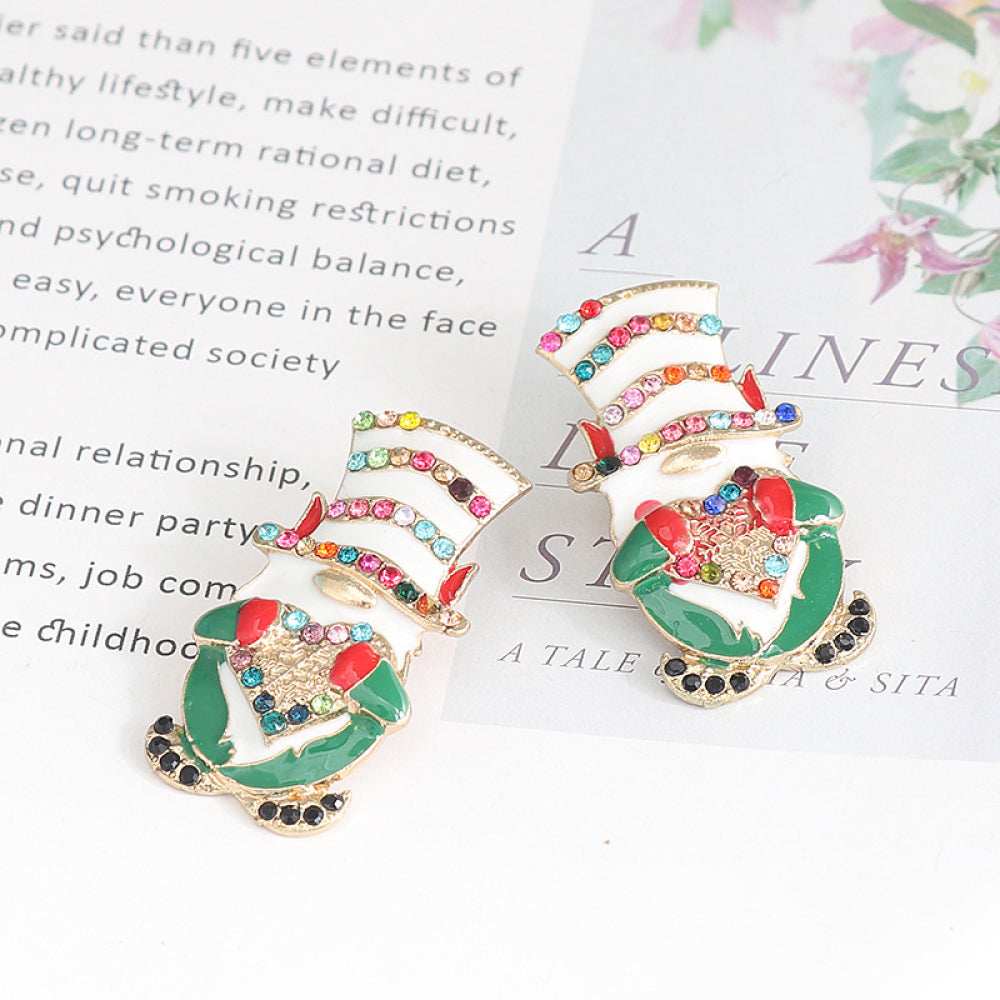 Rhinestone Alloy Santa Earrings - Trendsi - Flyclothing LLC