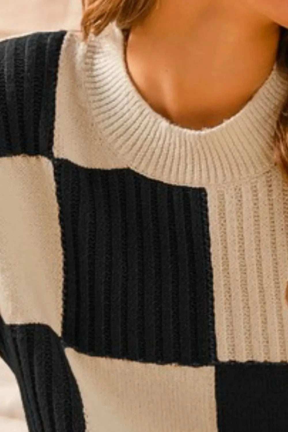 SO ME Check Plaid Casual Sweater Top - Trendsi - Flyclothing LLC