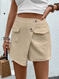 Pocketed High Waist Shorts with Zip - Trendsi - Flyclothing LLC